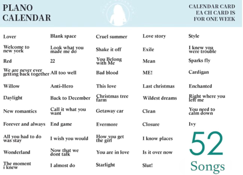 Taylor Swift Piano Calendar | Swiftie Merch - Image 9