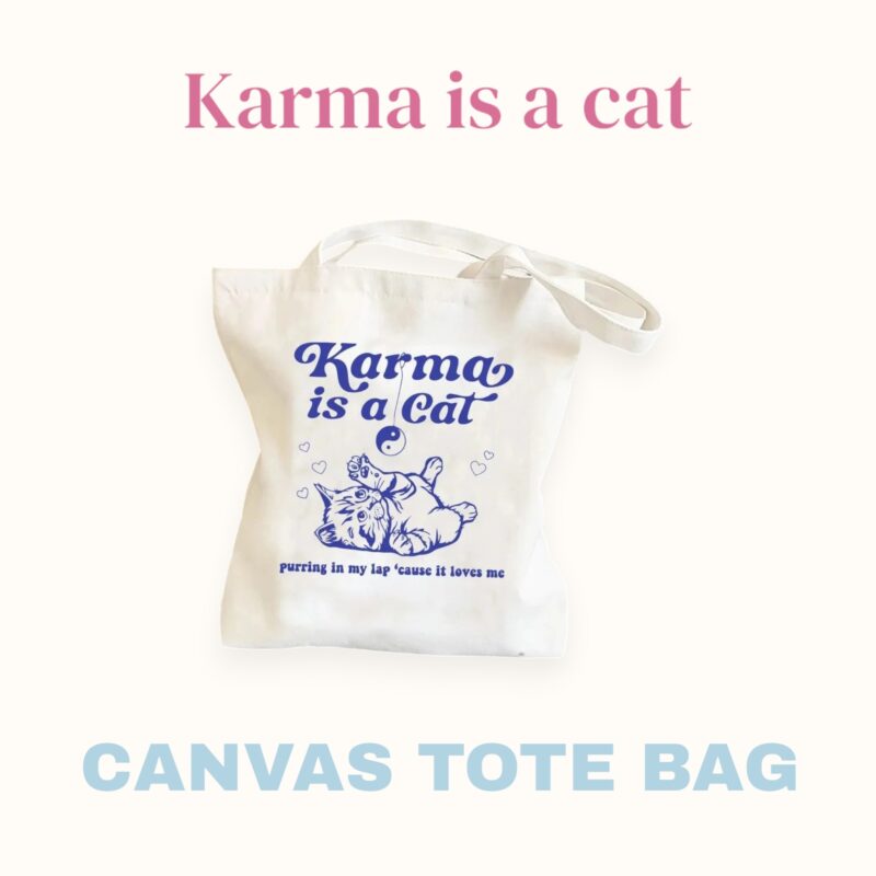 Canvas Tote Bag | Karma is a Cat | 5 Cats - Image 3