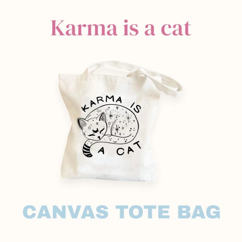 Canvas Tote Bag | Karma is a Cat | 5 Cats - Image 4