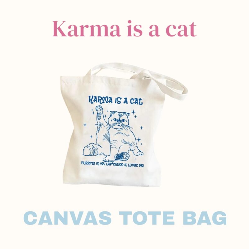 Canvas Tote Bag | Karma is a Cat | 5 Cats - Image 5