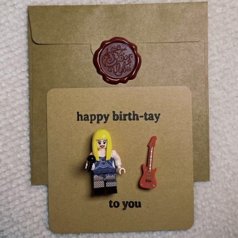 “Happy Birth-Tay” Swiftie Card – Handmade with Minifigure | #10