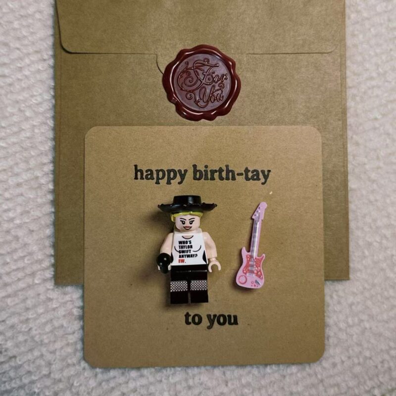 “Happy Birth-Tay” Swiftie Card – Handmade with Minifigure | #13