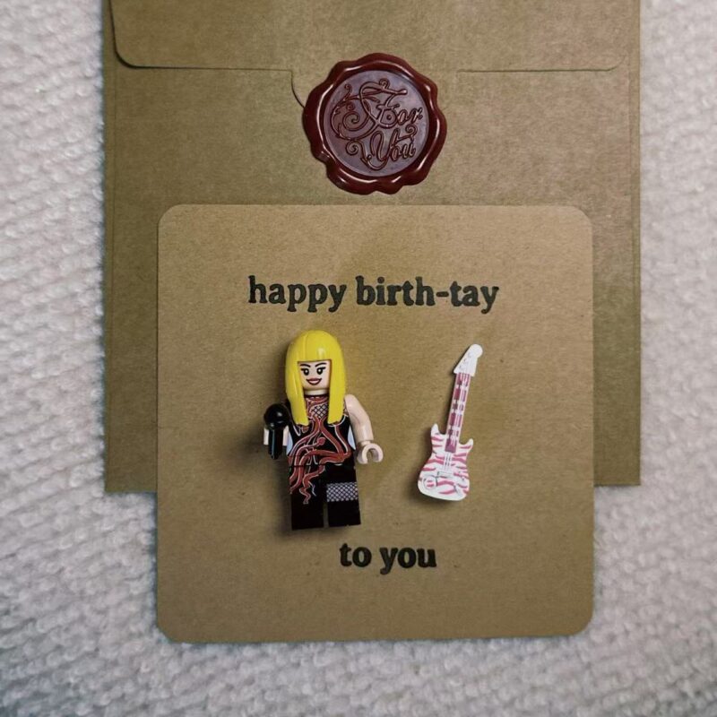 “Happy Birth-Tay” Swiftie Card – Handmade with Minifigure | #14