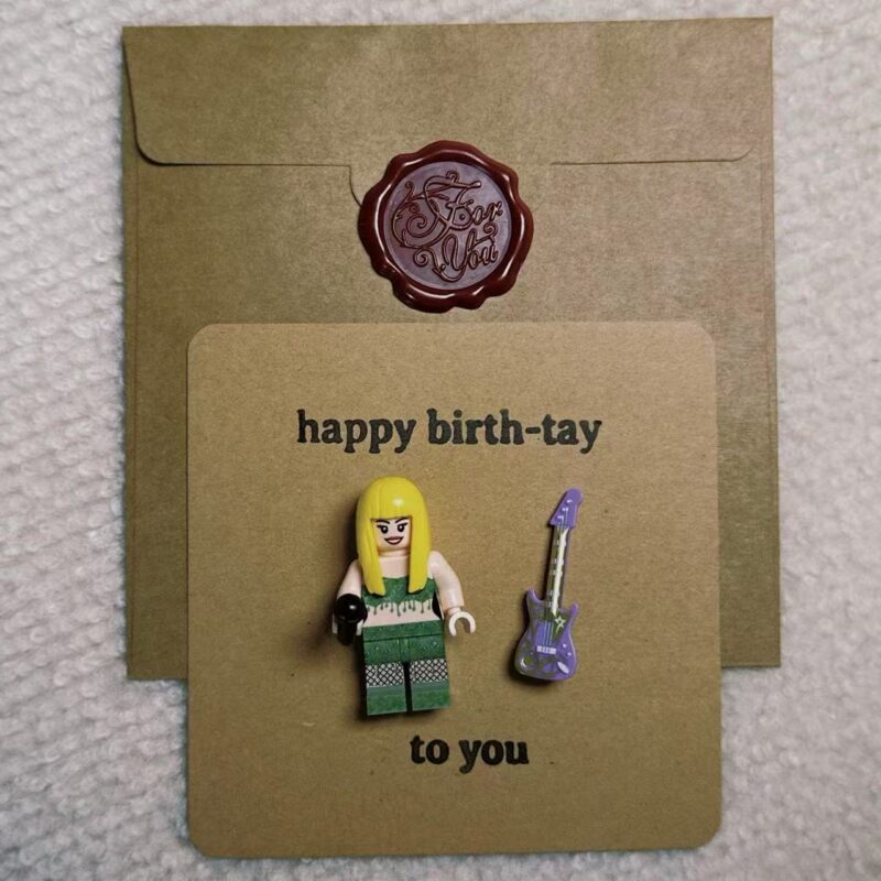 “Happy Birth-Tay” Swiftie Card – Handmade with Minifigure | #15