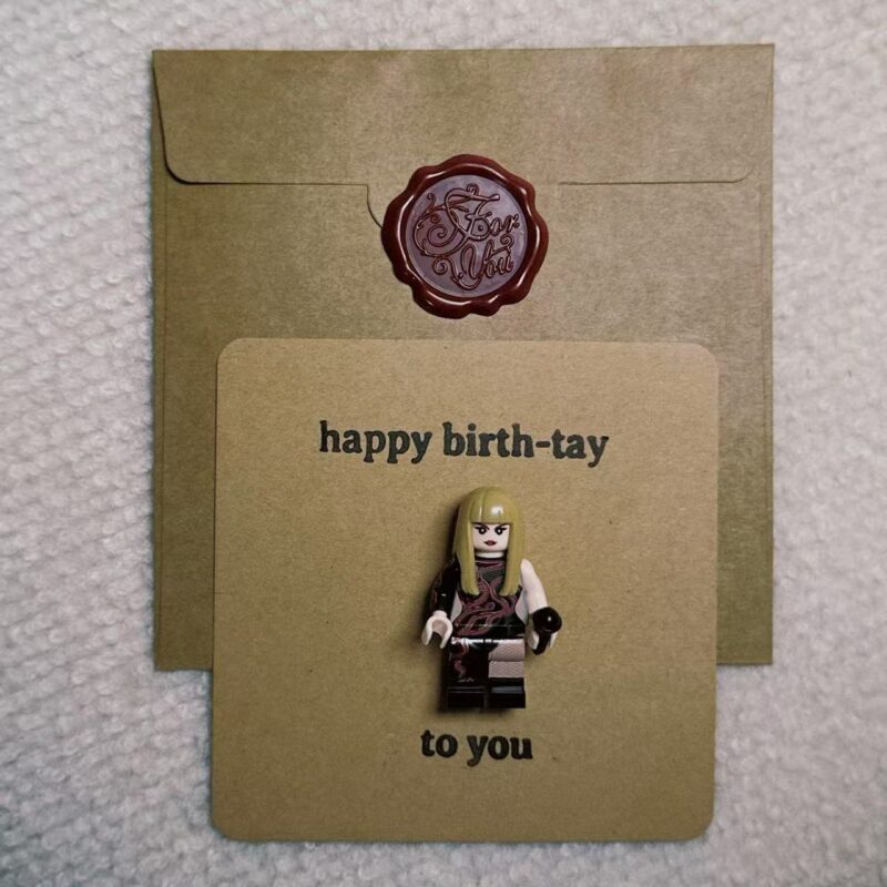 “Happy Birth-Tay” Swiftie Card – Handmade with Minifigure | #2