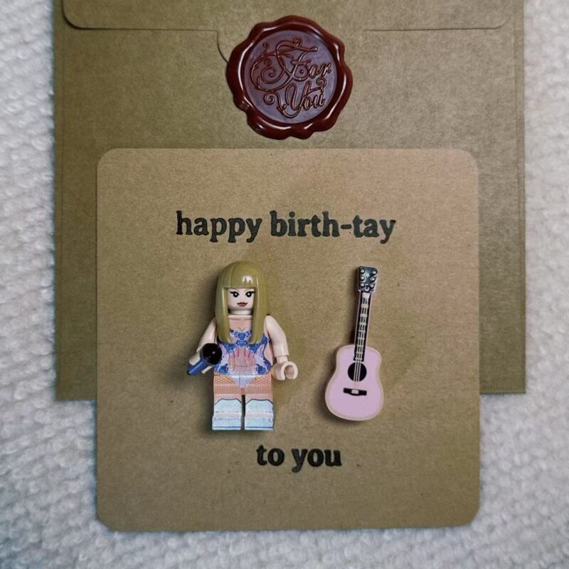 “Happy Birth-Tay” Swiftie Card – Handmade with Minifigure | #4