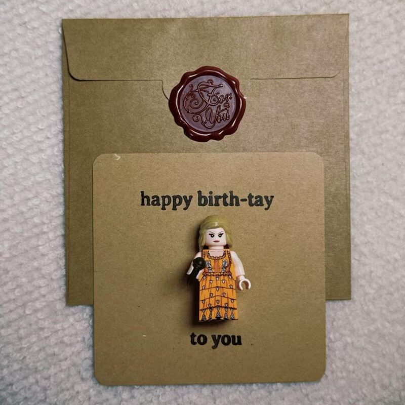 “Happy Birth-Tay” Swiftie Card – Handmade with Minifigure | #7