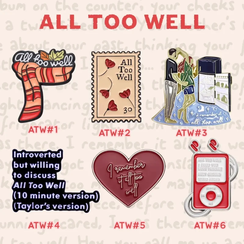 All Too Well Enamel Pin Set | ATW #1-6 Collection