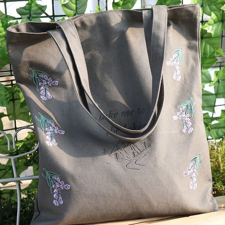 "The Lakes" Embroidered Canvas Tote Bag - Swiftie-Inspired Floral Carryall