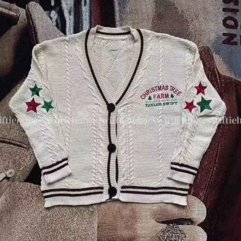 Cozy Christmas Tree Farm Cardigan - Taylor Swift Inspired Knit Sweater