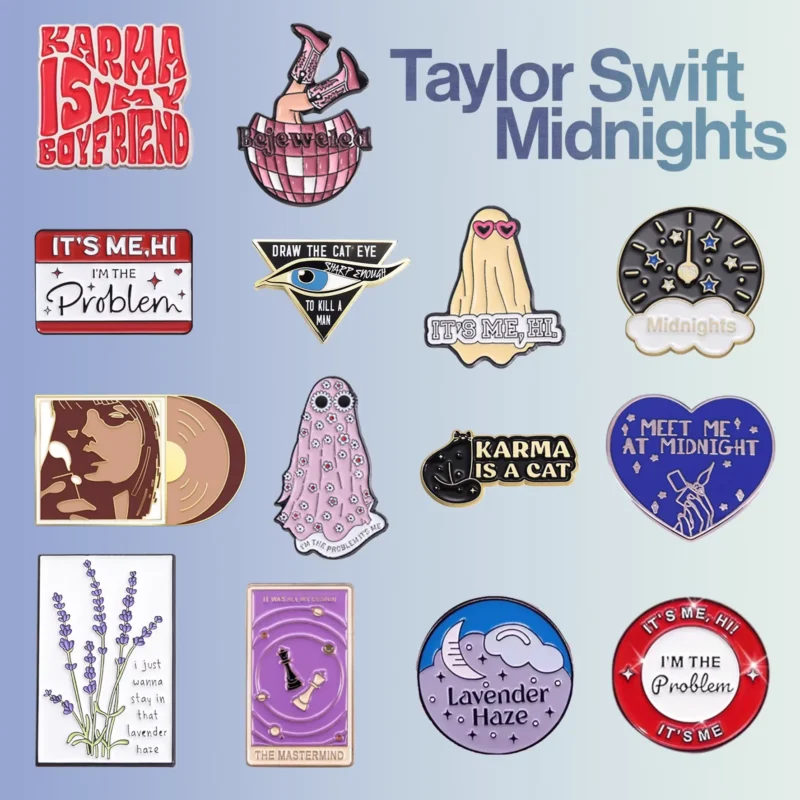 Midnights Enamel Pins | Swiftie Gifts | Album Lyric Badges | “It’s Me, Hi” “Karma Is My Boyfriend” “Lavender Haze” | Swiftie Merch