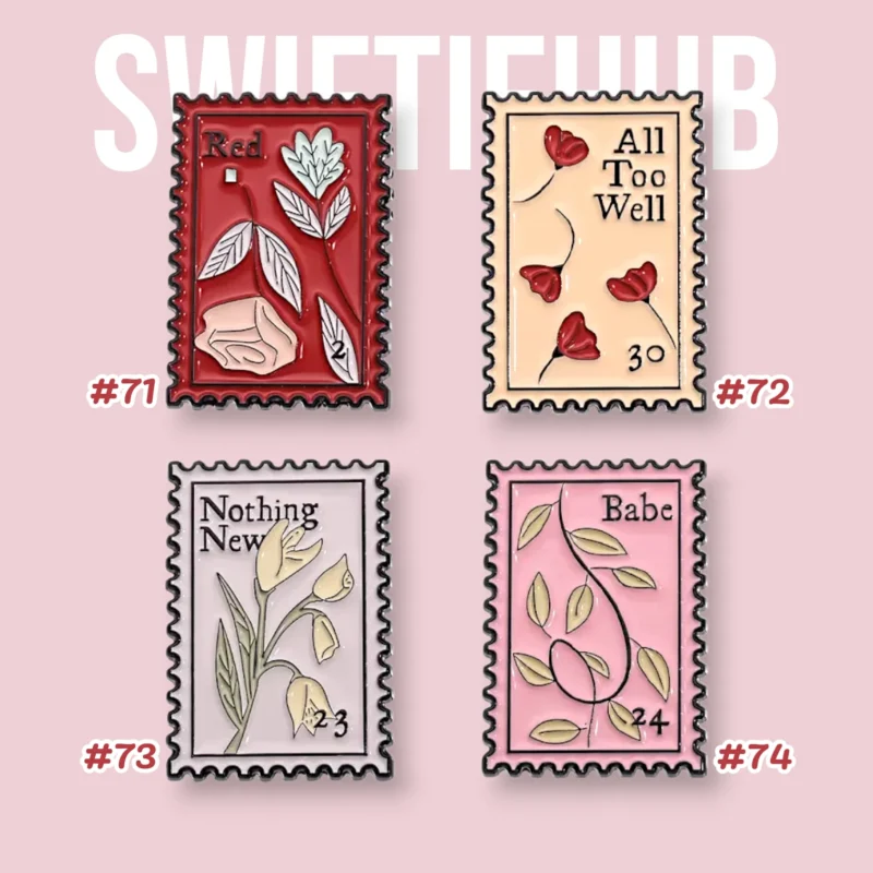 Red Inspired Stamp Enamel Pin Set #12 | #71 – #75