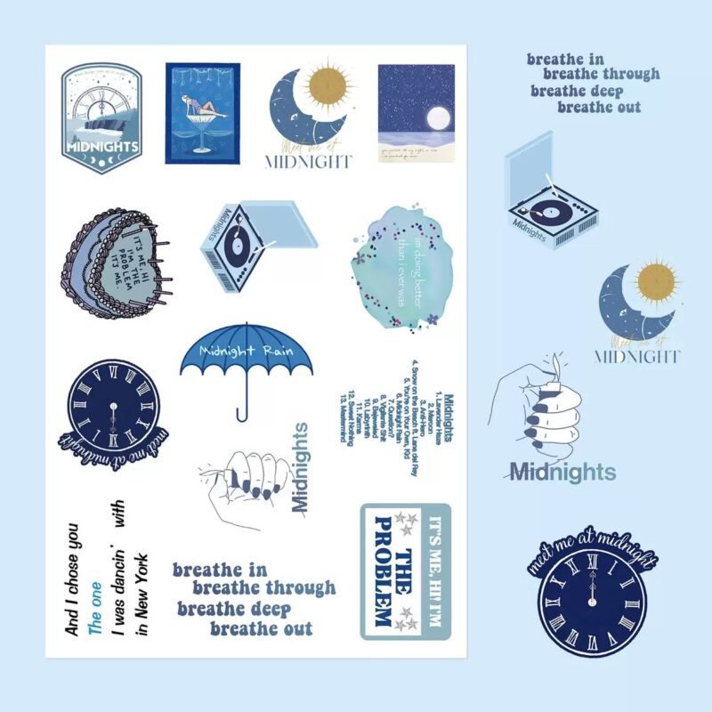 Taylor Swift Aesthetic Sticker Set(s) | 8 Sheets Waterproof Collage Stickers | Scrapbooking, Laptop, Phone, Helmet, Journal Decor