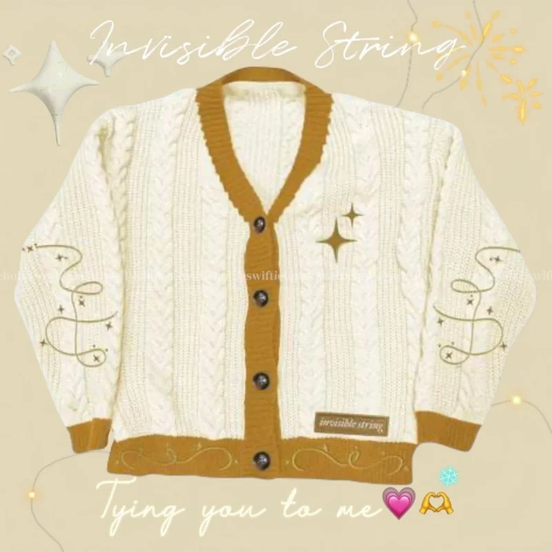 The Invisible String Cardigan - 2025 Fall/Winter Jacquard Contrast Stripe Knit | Taylor Swift-Inspired Fan Made Cardigan
