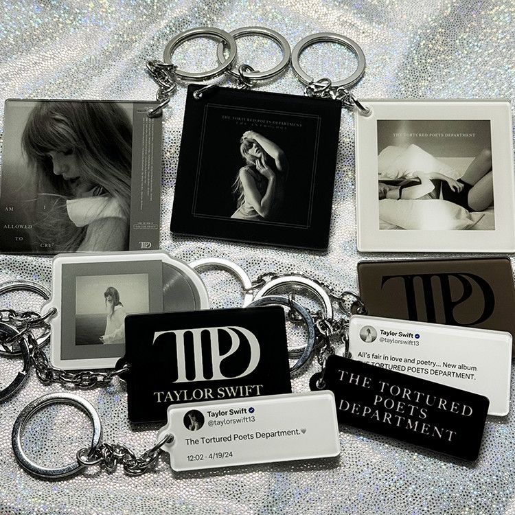 The Tortured Poets Department (TTPD) Album Art Keychain - Black & White Aesthetic