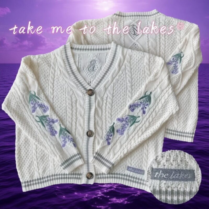 The Lakes Inspired Wisteria Embroidery Taylor Swift Cardigan – Folklorian Cottagecore Knit