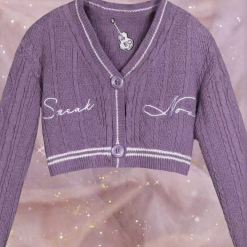 Speak Now TV Inspired Purple Star Crop Cardigan