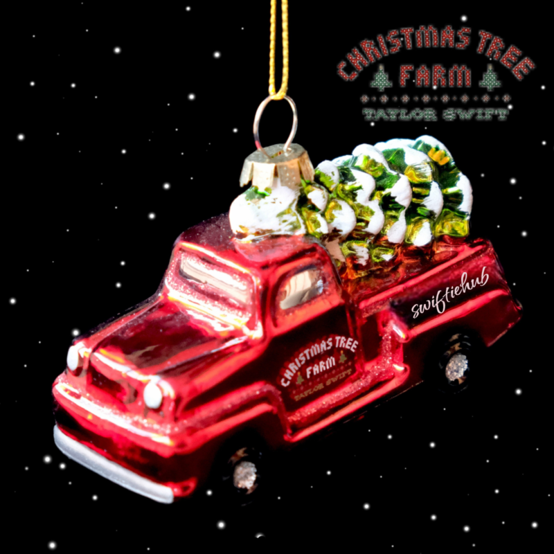 Taylor Swift Christmas Tree Farm Red Truck Glass Ornament | Swiftie Holiday Decor