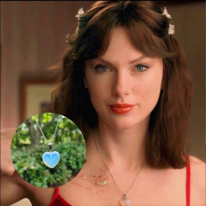 Taylor Swift Style Opalite Heart Pendant Necklace | Swiftie Music Video Inspired Collar Necklace