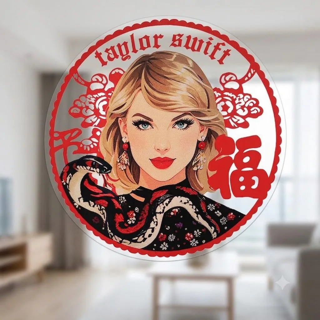 Lunar New Year Static Window Sticker – Custom Swiftie Reputation Snake Decal - Image 2