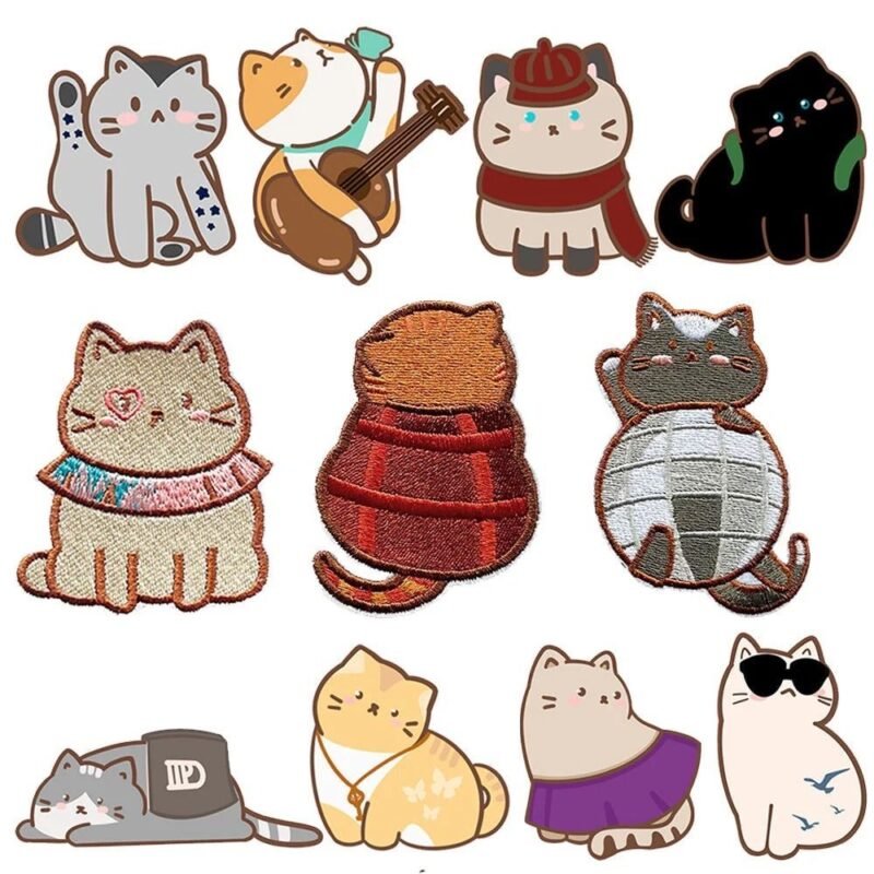 Taylor Swift Album Inspired Cat Embroidered Patches Set#2 | 11pcs | Iron-On Sew-On