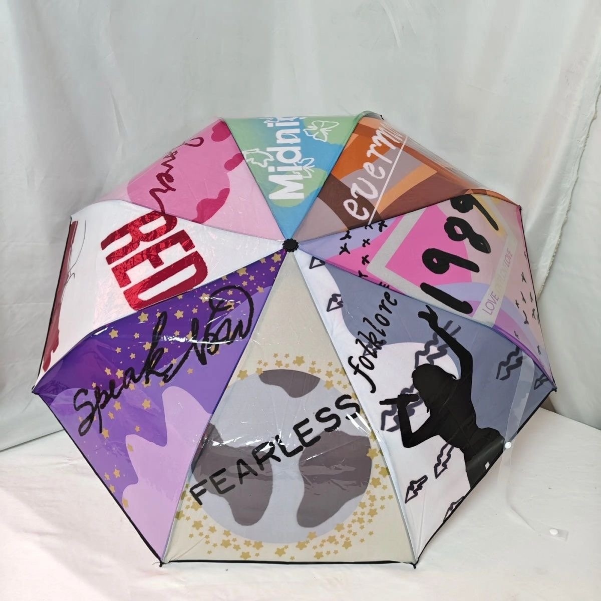 Taylor Swift Eras Collage Folding Umbrella | 1989 Red Fearless Rain & Sun Umbrella| Single-Sided - Image 3