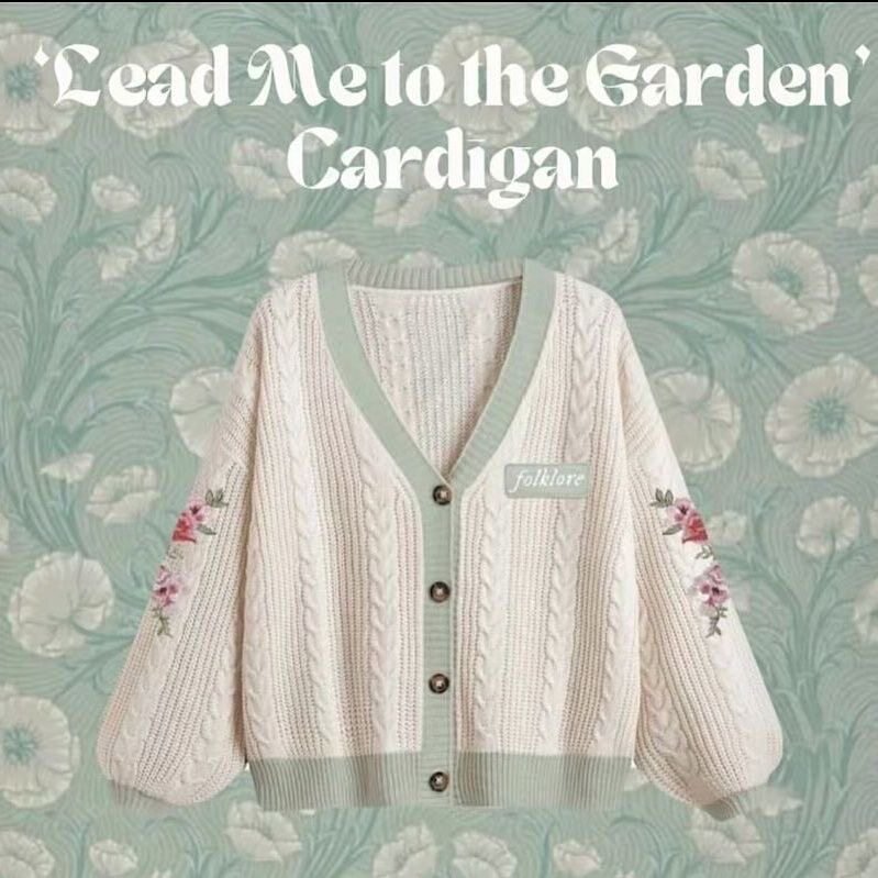 Evermore Inspired Floral Embroidery Taylor Swift Cardigan – Folklorian Aesthetic Knit