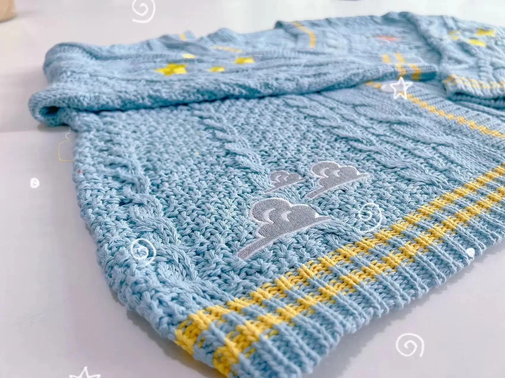 Star & Cowboy Boot Embroidered Cardigan | Cable Knit V-Neck Sweater - Image 5