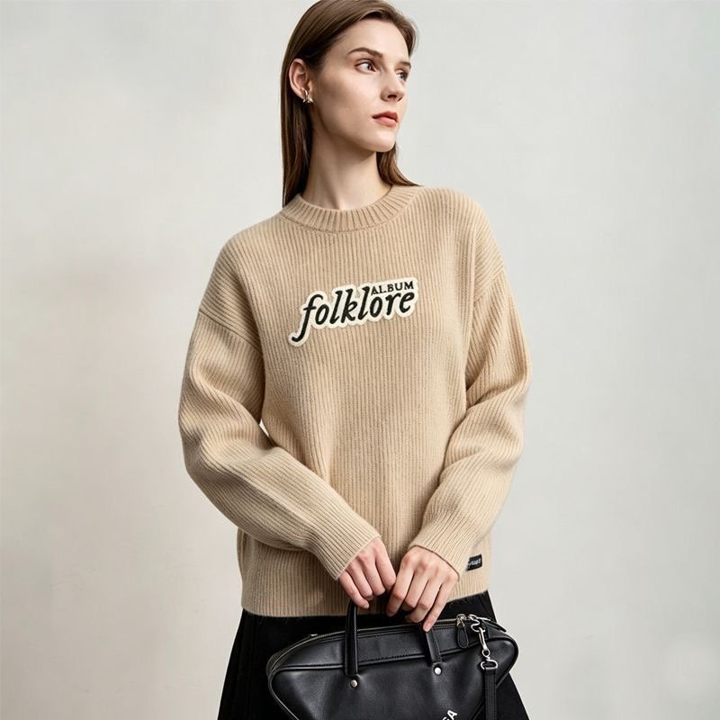 Folklore Inspired Oversized Chenille Crew Neck Sweater - Image 3