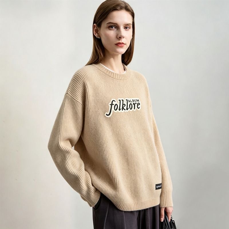 Folklore Inspired Oversized Chenille Crew Neck Sweater - Image 4