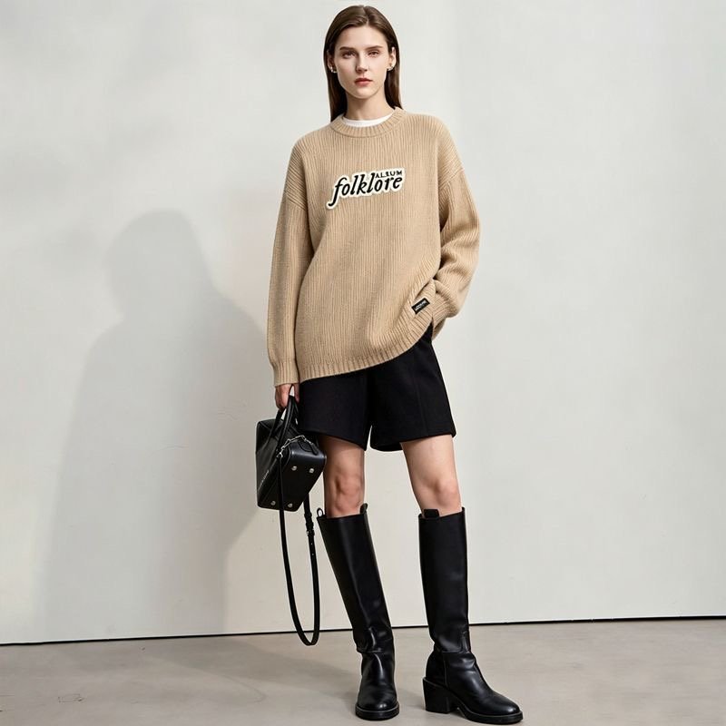 Folklore Inspired Oversized Chenille Crew Neck Sweater - Image 5