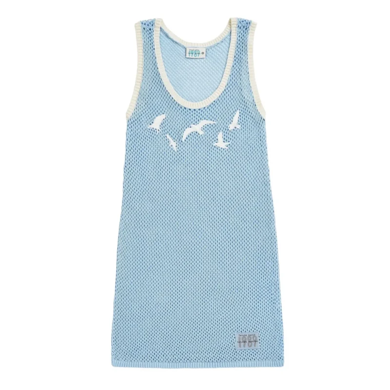 1989 Inspired Seagull Embroidered Mesh Knit Cover-Up Dress