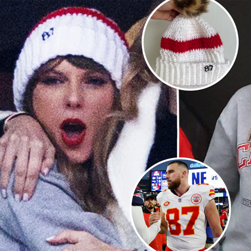 White Cable Knit Beanie with Fur Pom & "87"