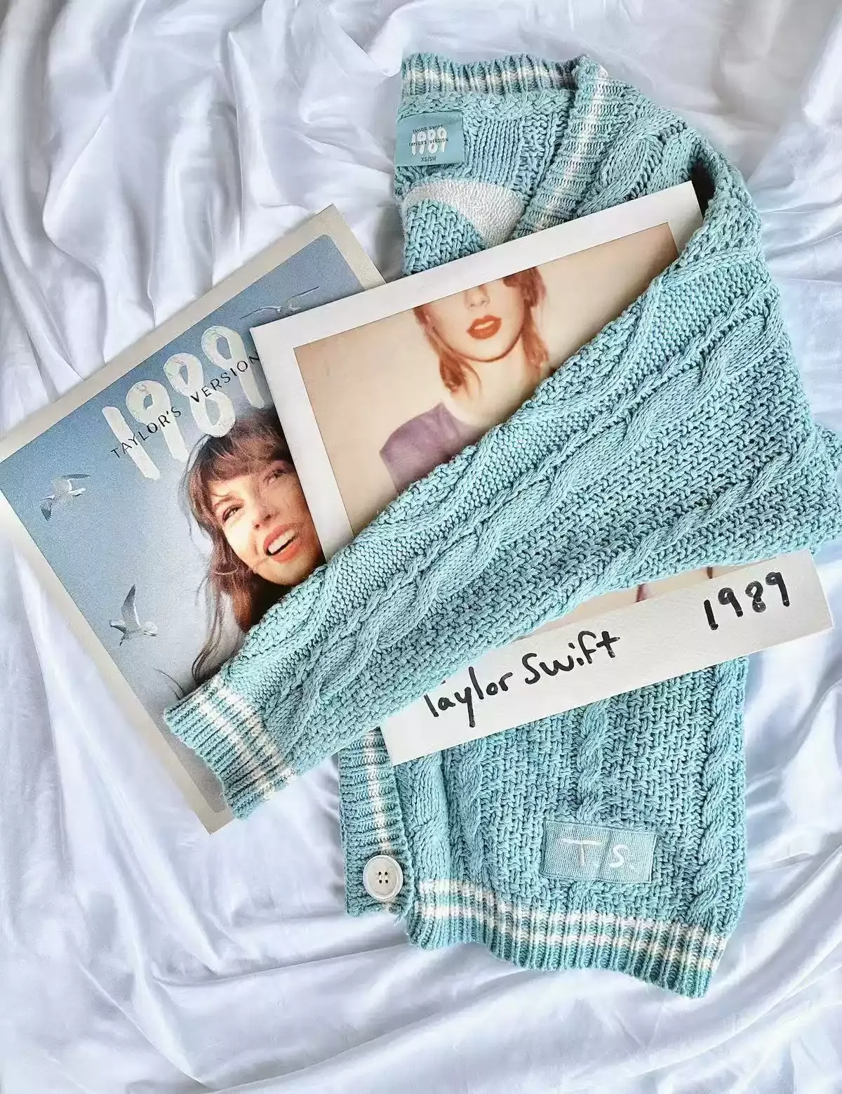 1989 Era Inspired Seagull Cable Knit Cardigan | Powder Blue Sweater - Image 2