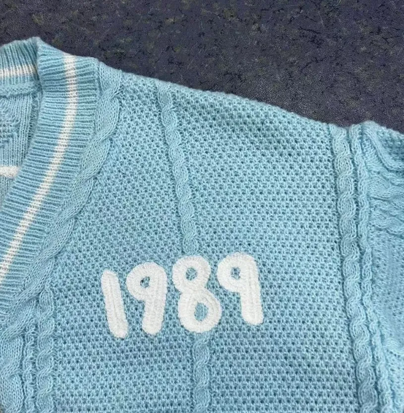1989 Era Inspired Seagull Cable Knit Cardigan | Powder Blue Sweater - Image 5