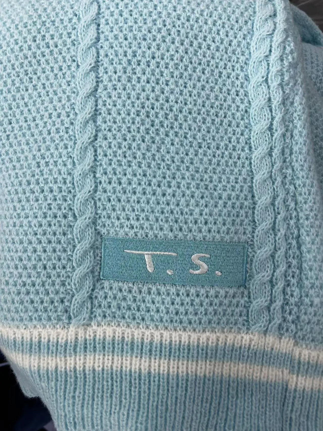 1989 Era Inspired Seagull Cable Knit Cardigan | Powder Blue Sweater - Image 6