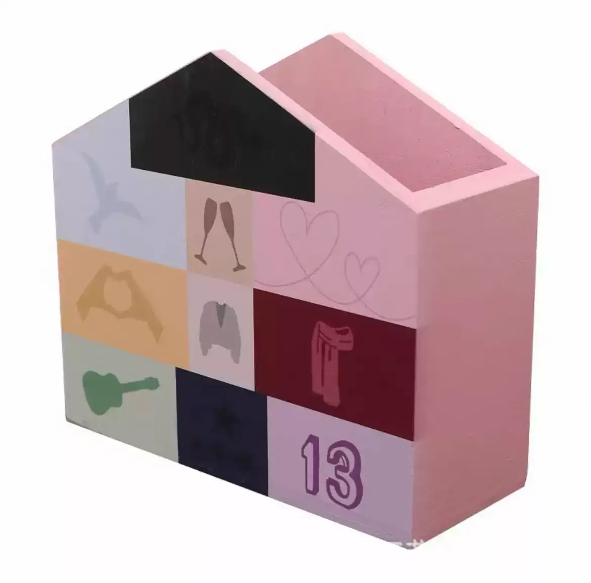 Eras Inspired House-Shaped Wooden Storage Box | Symbol Grid Makeup Organizer - Image 6
