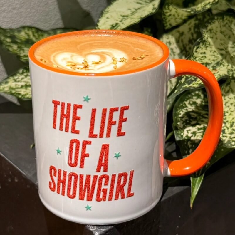 The Life of a Showgirl Era Inspired Mug | Orange Handle & Interior | Ceramic Coffee Cup