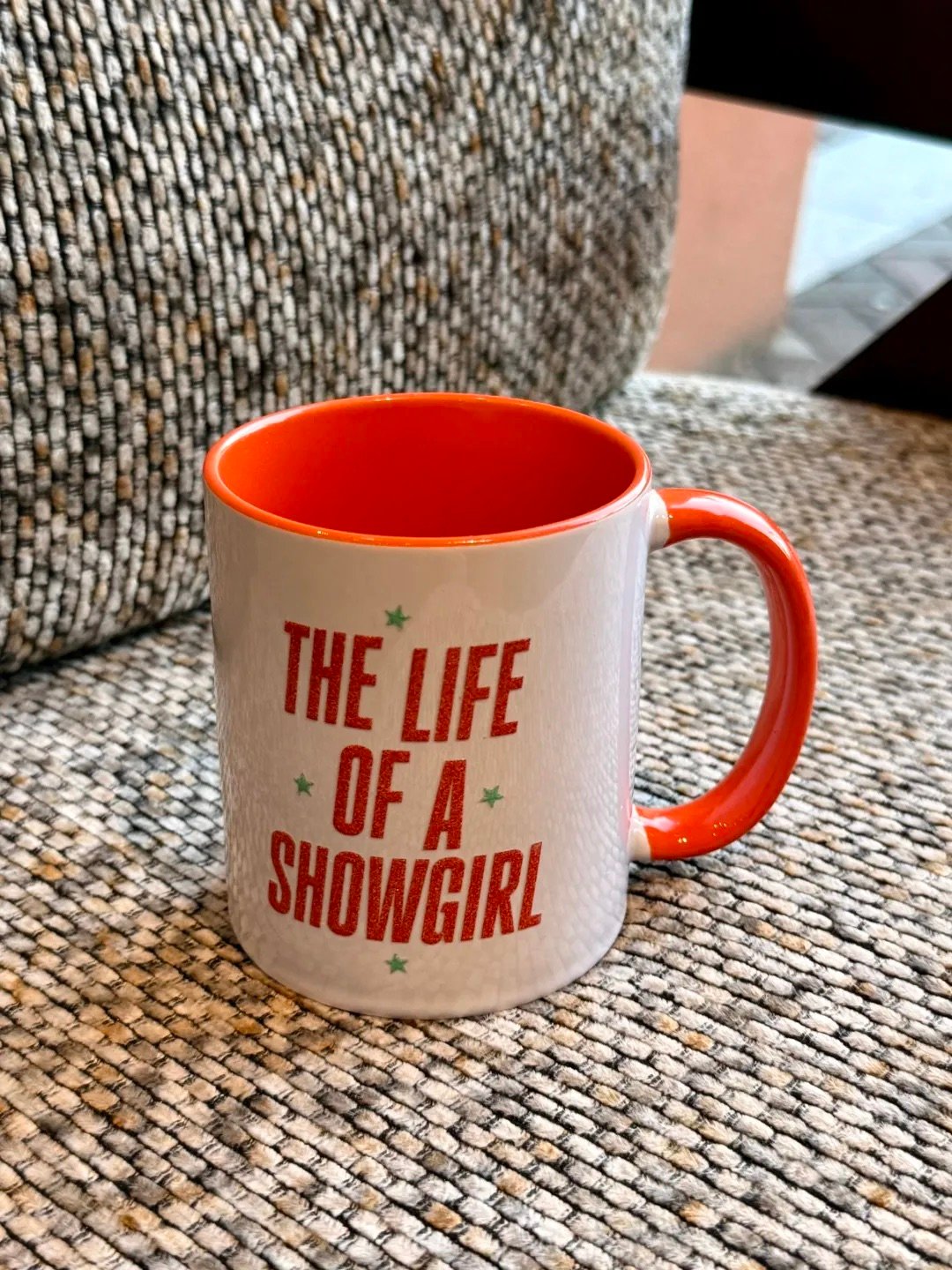 The Life of a Showgirl Era Inspired Mug | Orange Handle & Interior | Ceramic Coffee Cup - Image 4
