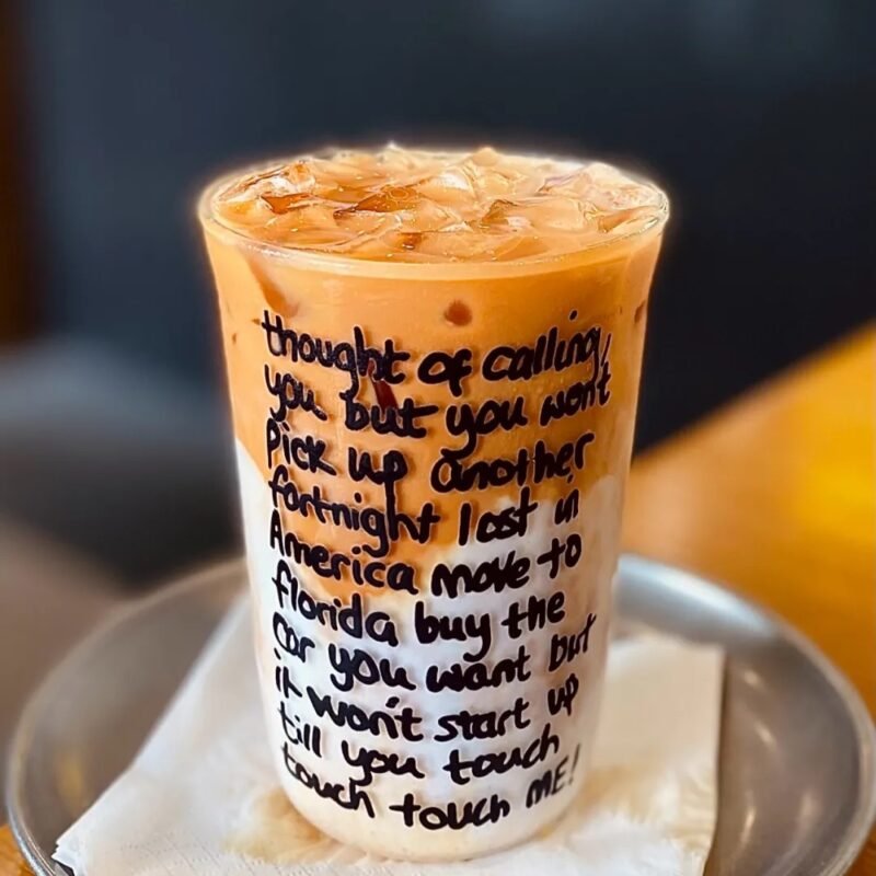 Fortnight Lyric Inspired Glass Cup | Handwritten Style Design | Borosilicate Iced Coffee Glass