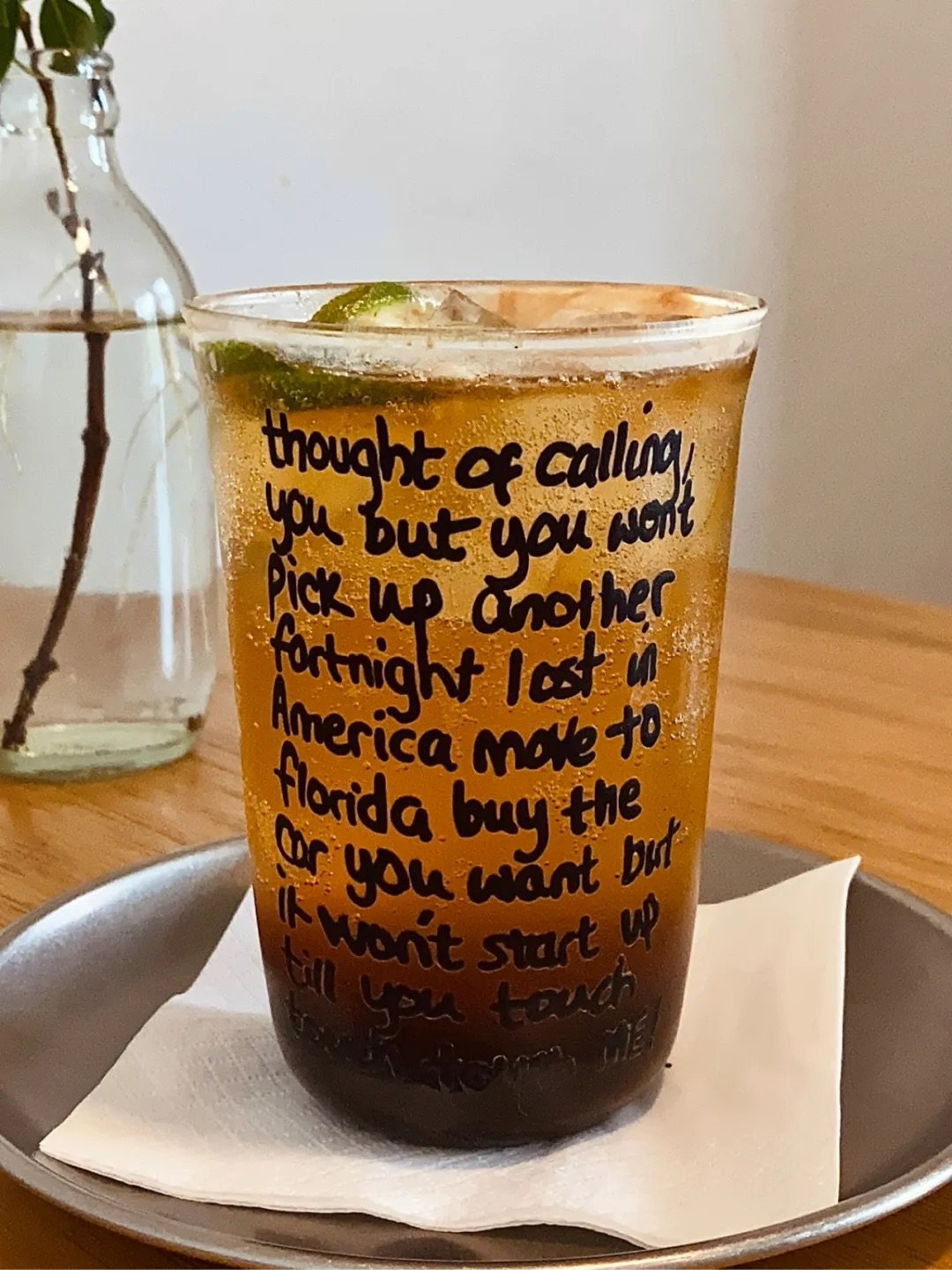 Fortnight Lyric Inspired Glass Cup | Handwritten Style Design | Borosilicate Iced Coffee Glass - Image 5