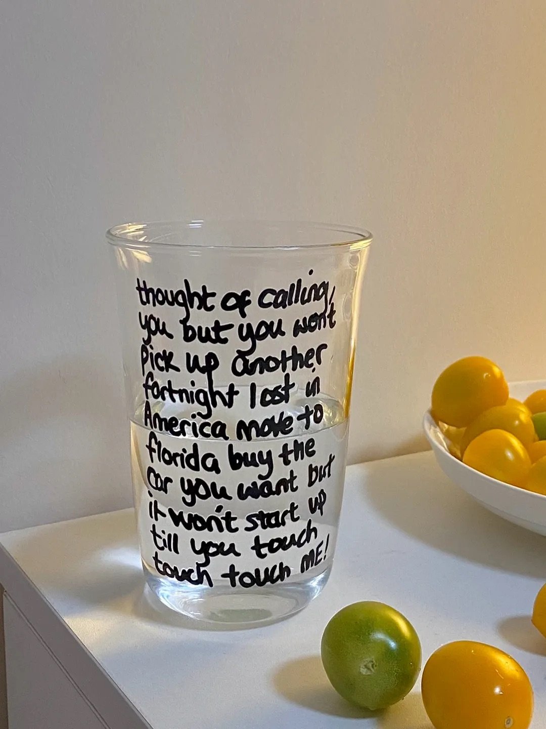 Fortnight Lyric Inspired Glass Cup | Handwritten Style Design | Borosilicate Iced Coffee Glass - Image 8