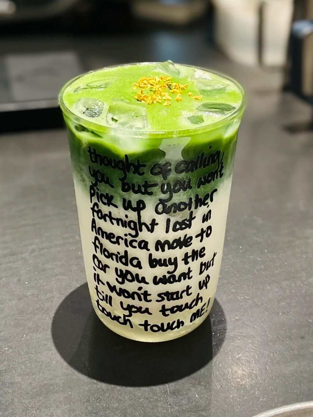 Fortnight Lyric Inspired Glass Cup | Handwritten Style Design | Borosilicate Iced Coffee Glass - Image 2