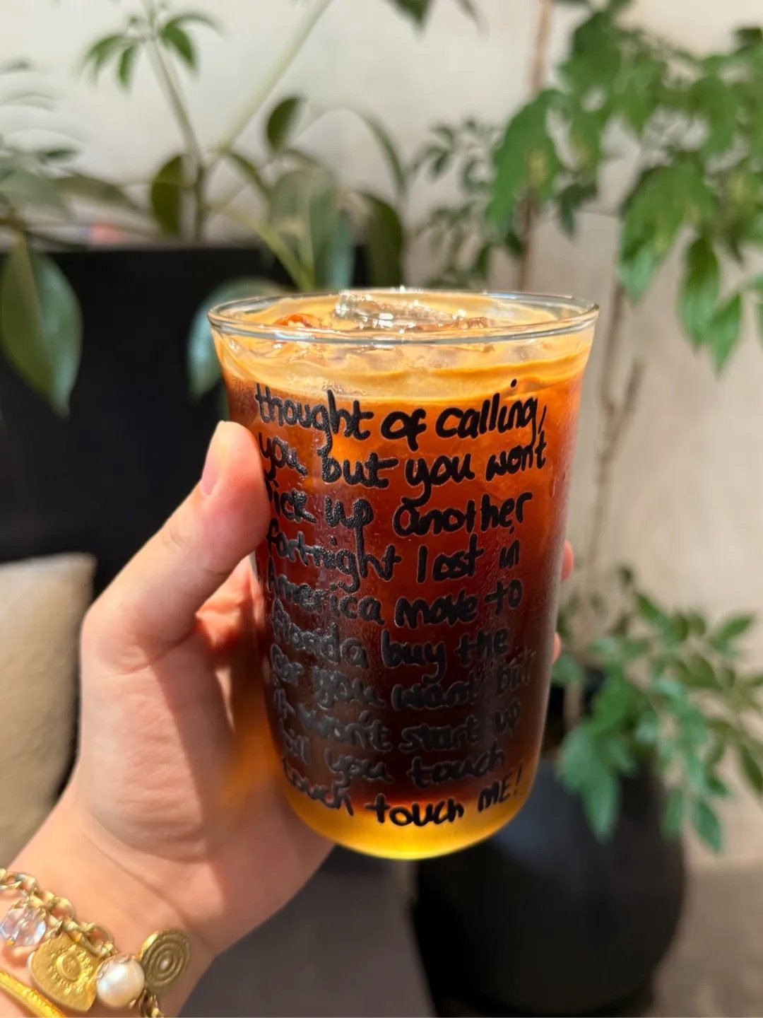 Fortnight Lyric Inspired Glass Cup | Handwritten Style Design | Borosilicate Iced Coffee Glass - Image 9