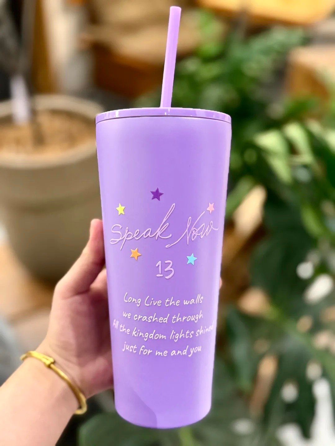Speak Now Era Inspired Tumbler | Purple Stars Design | 24 oz (710ml) Insulated Stainless Steel Cup with Straw