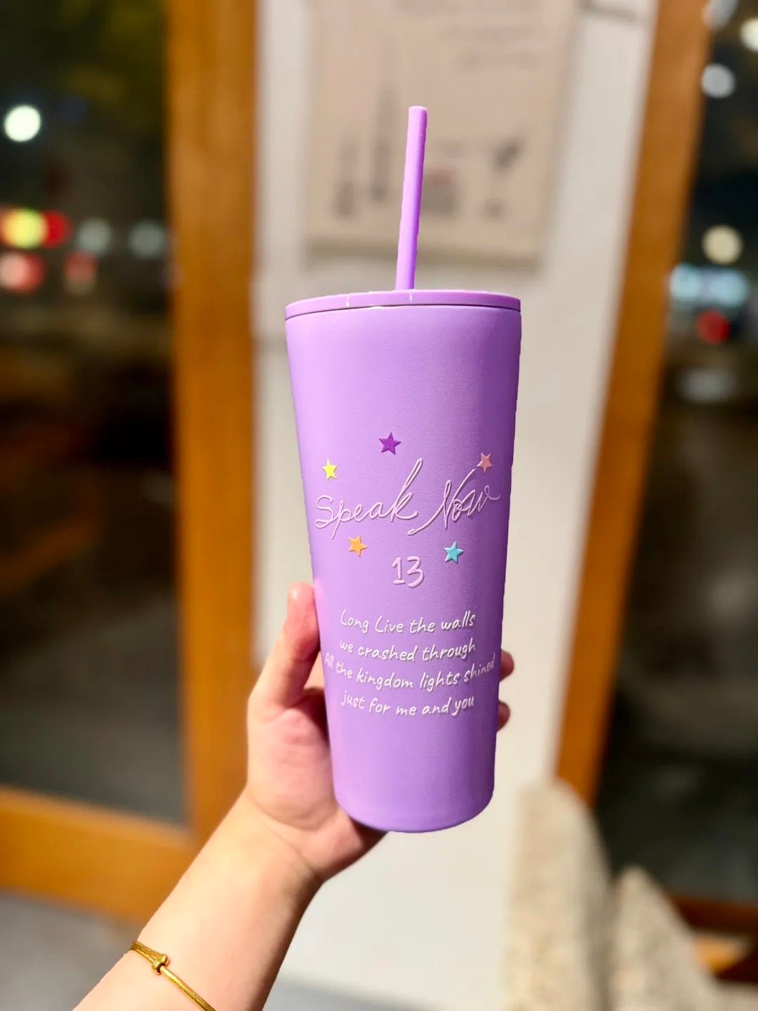 Speak Now Era Inspired Tumbler | Purple Stars Design | 24 oz (710ml) Insulated Stainless Steel Cup with Straw - Image 5
