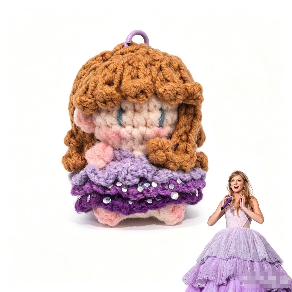 Handmade Enchanted Inspired Crochet Doll Charm | 1.6-2in / 4-5cm | Keychain & Bag Charm - Image 3