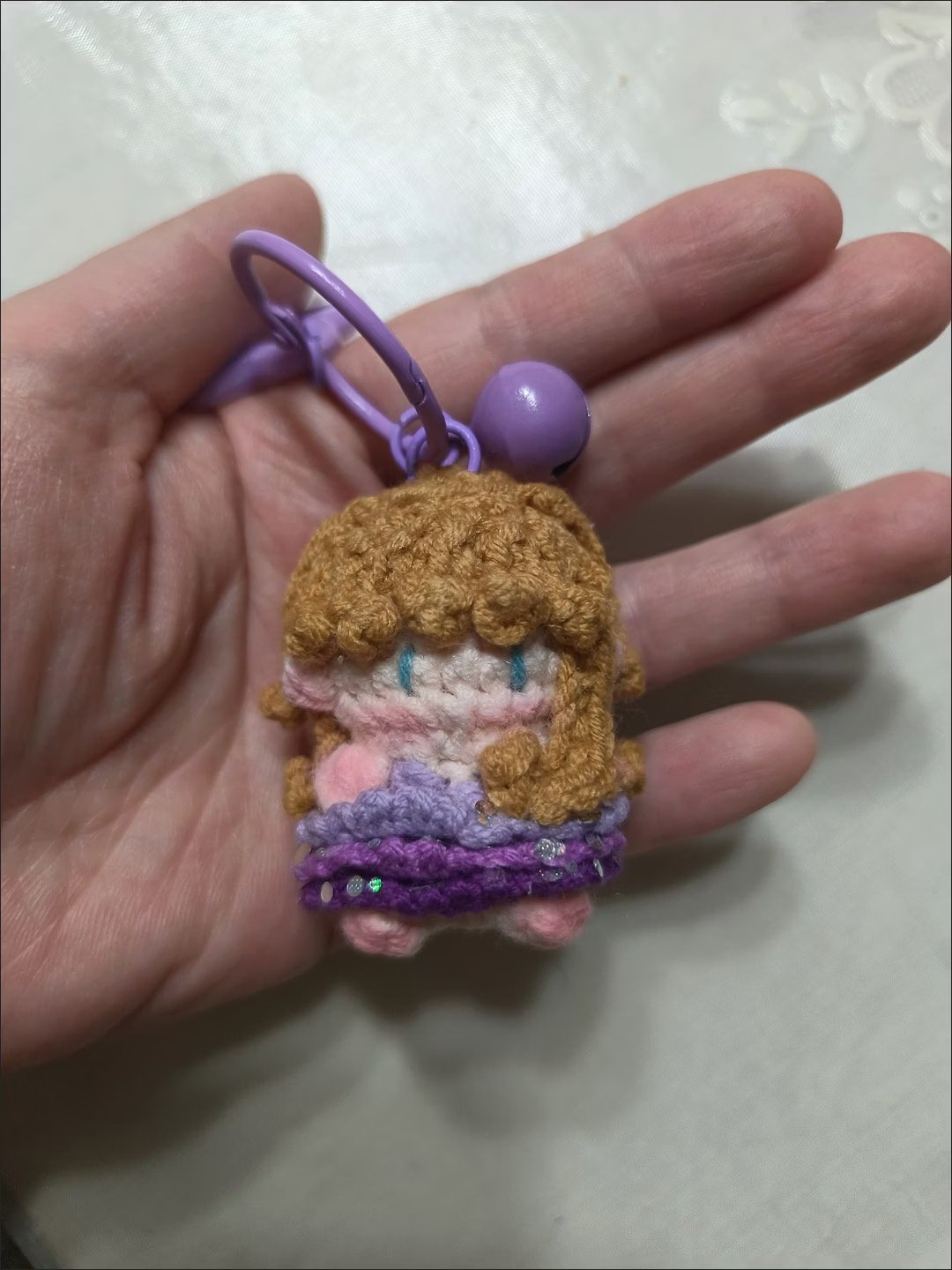Handmade Enchanted Inspired Crochet Doll Charm | 1.6-2in / 4-5cm | Keychain & Bag Charm - Image 5