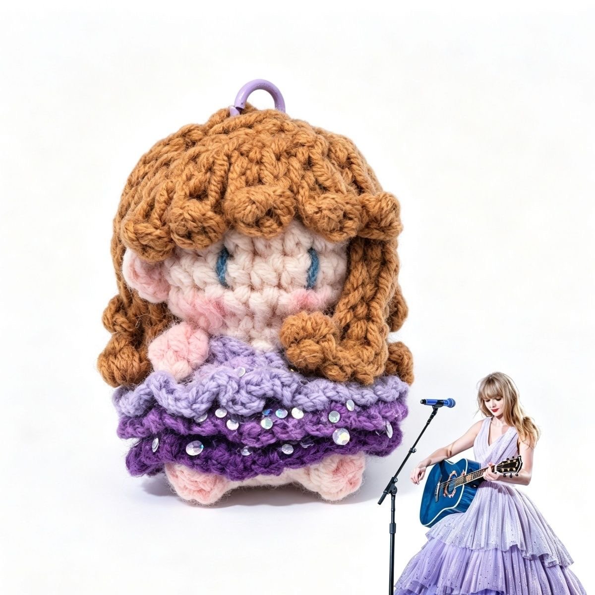 Handmade Enchanted Inspired Crochet Doll Charm | 1.6-2in / 4-5cm | Keychain & Bag Charm - Image 4