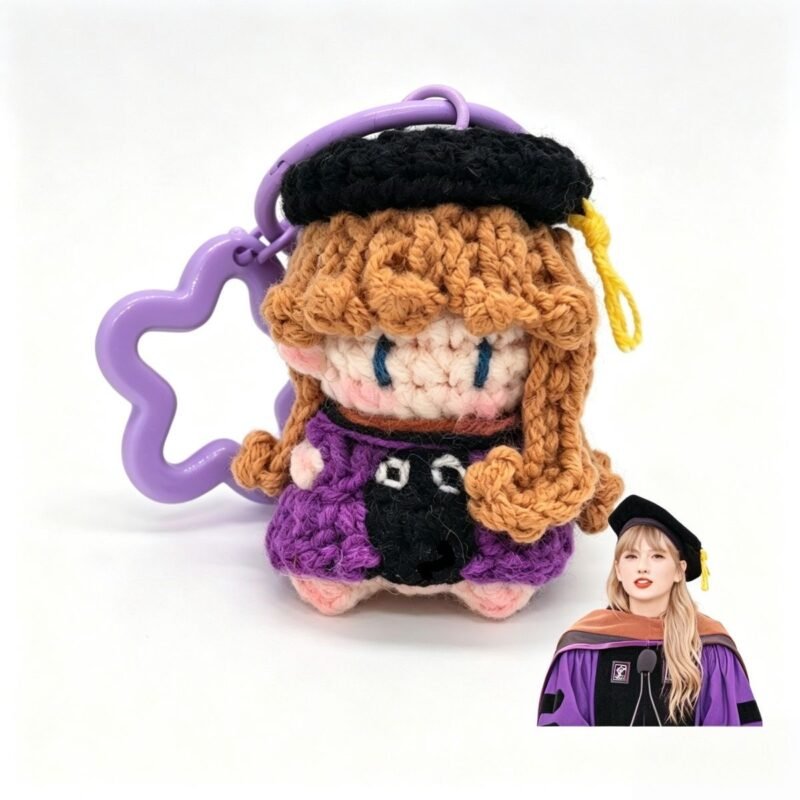 Taylor Swift Doctor Graduation Crochet Doll Charm | 1.6-2in / 4-5cm | Keychain & Bag Charm